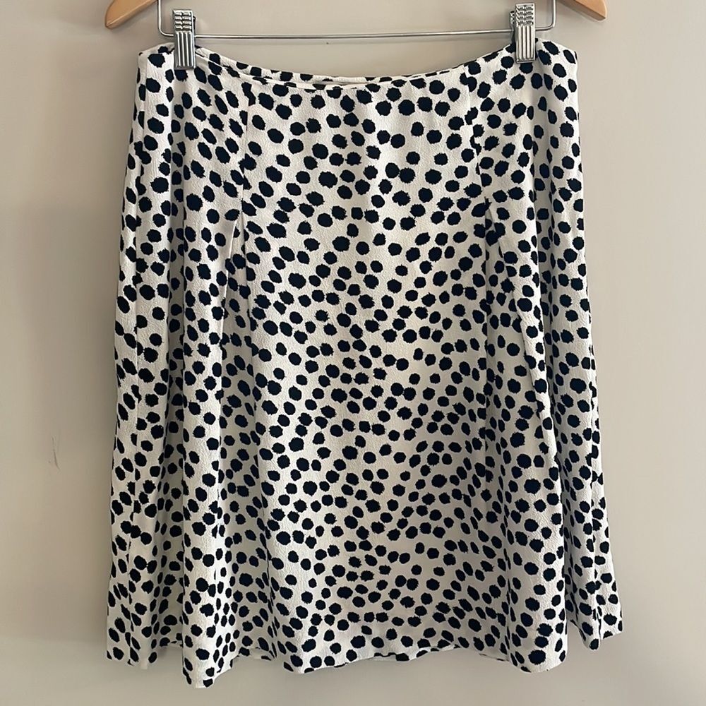 LOFT White and Black Polka Dot A-Line Skirt - Picture 2 of 6